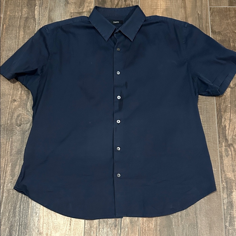 Theory Dark Blue Casual Button Down Shirt